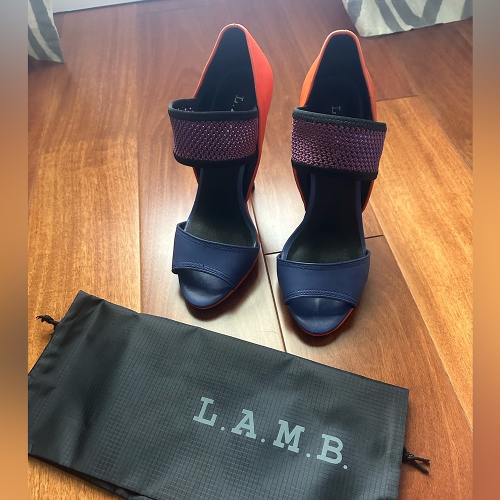 L.A.M.B. BARRIE Blucoir Women's Blue and Orange Heels